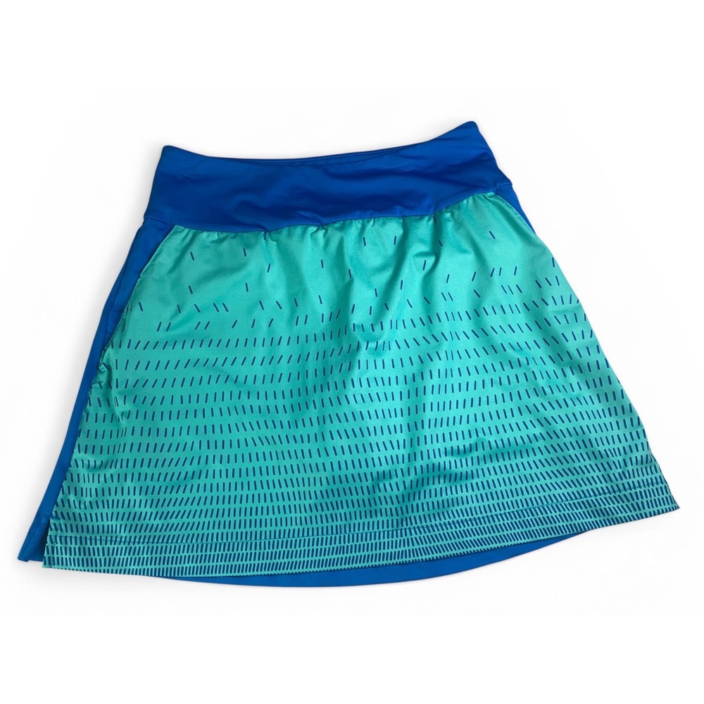 Adidas Womens Golf Skort Blue Teal Geometric Print Athletic Skirt Size XS